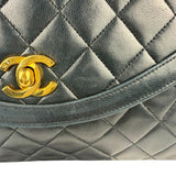 Chanel Black Quilted Lambskin Half Moon Flap 1989