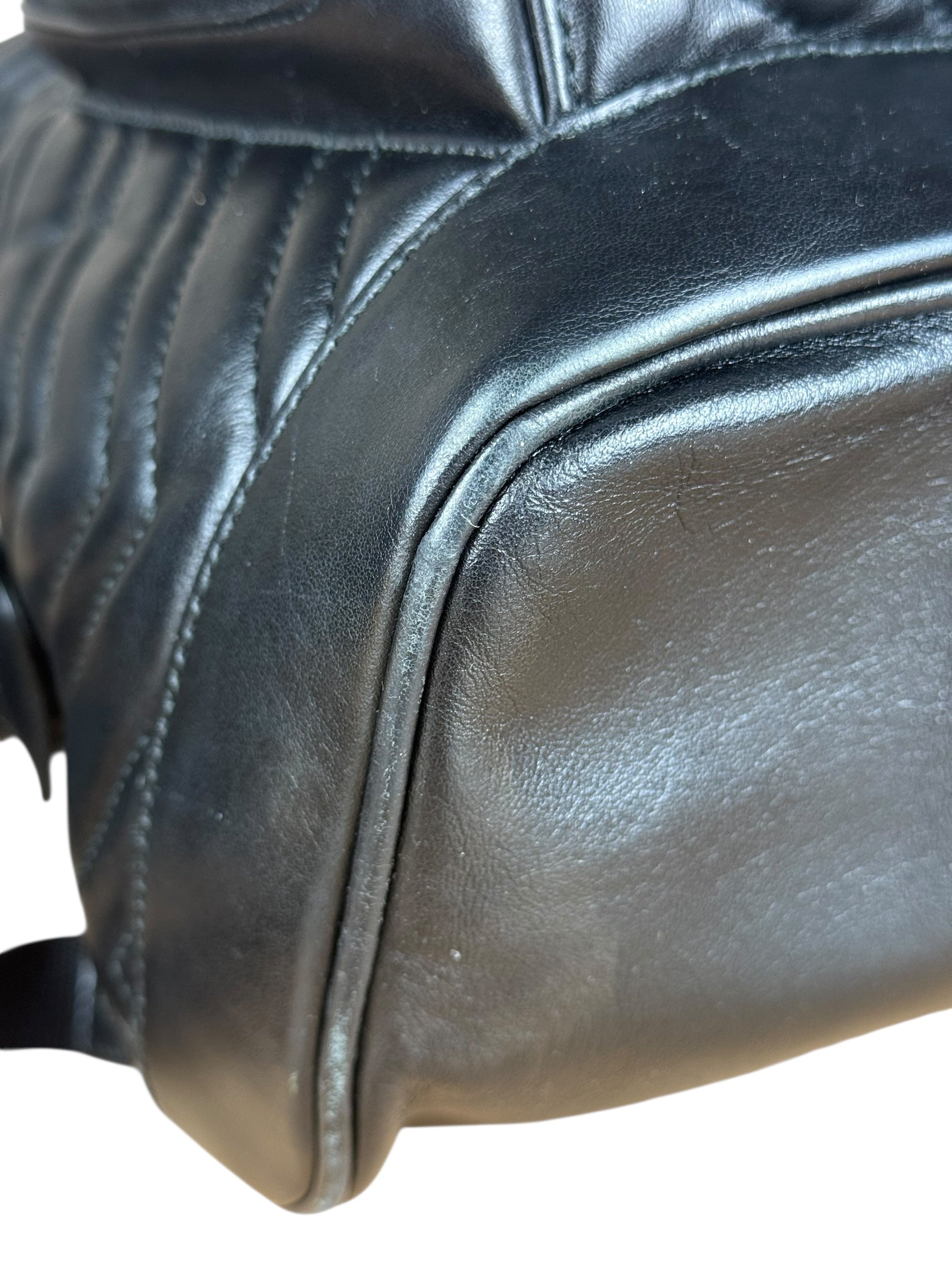 Gucci Black Chevron Leather Backpack