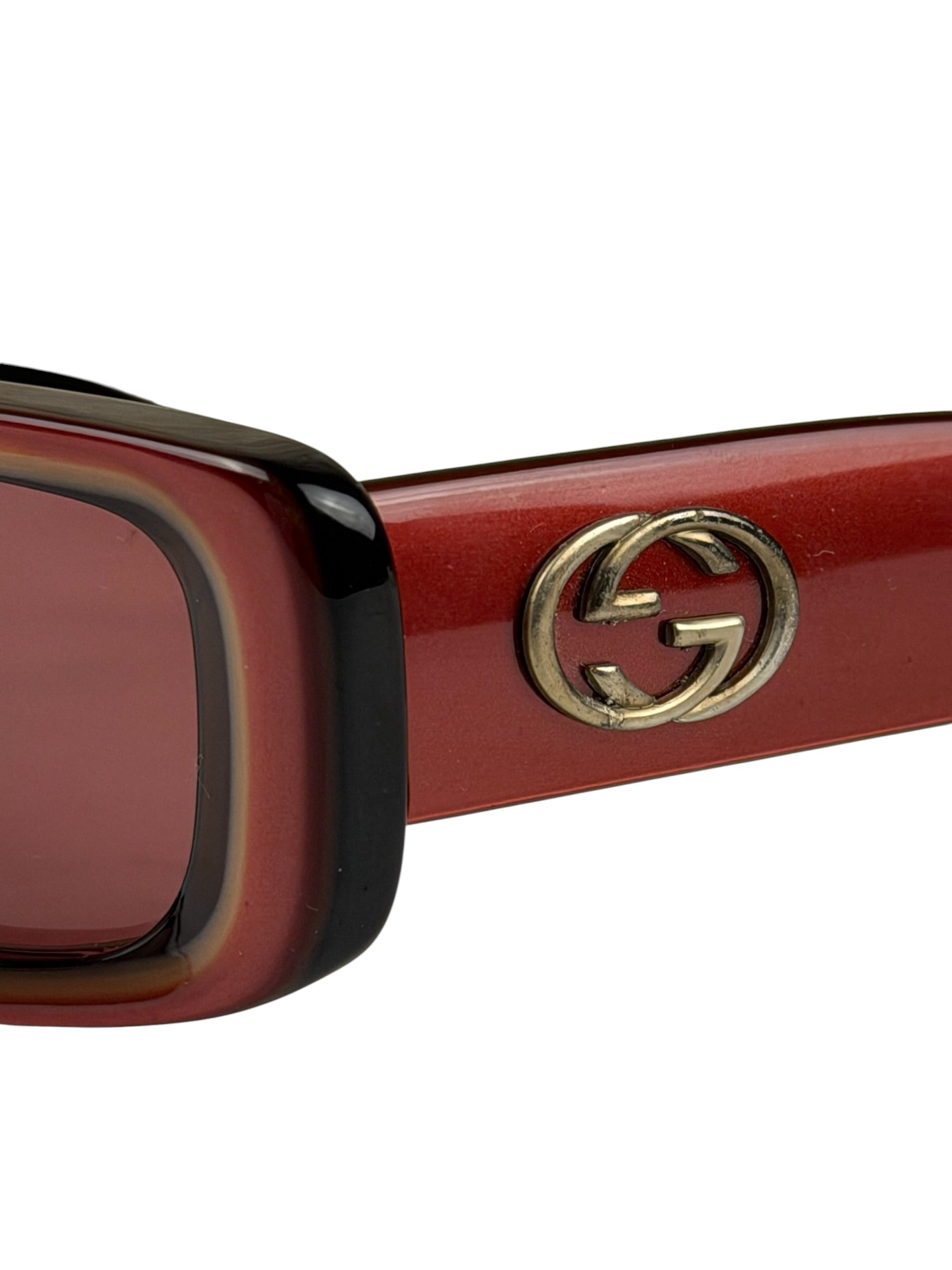 Gucci Maroon Rectangle Frame Sunglasses
