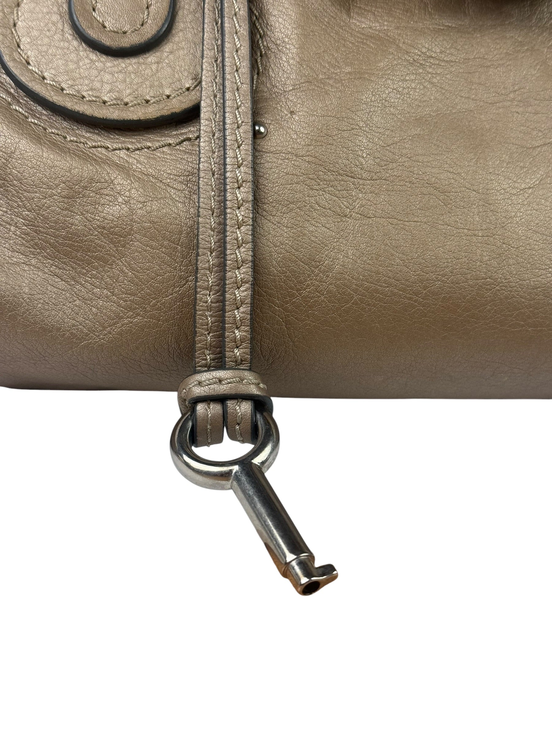 Chloe Bronze Leather Paddington Shoulder Bag