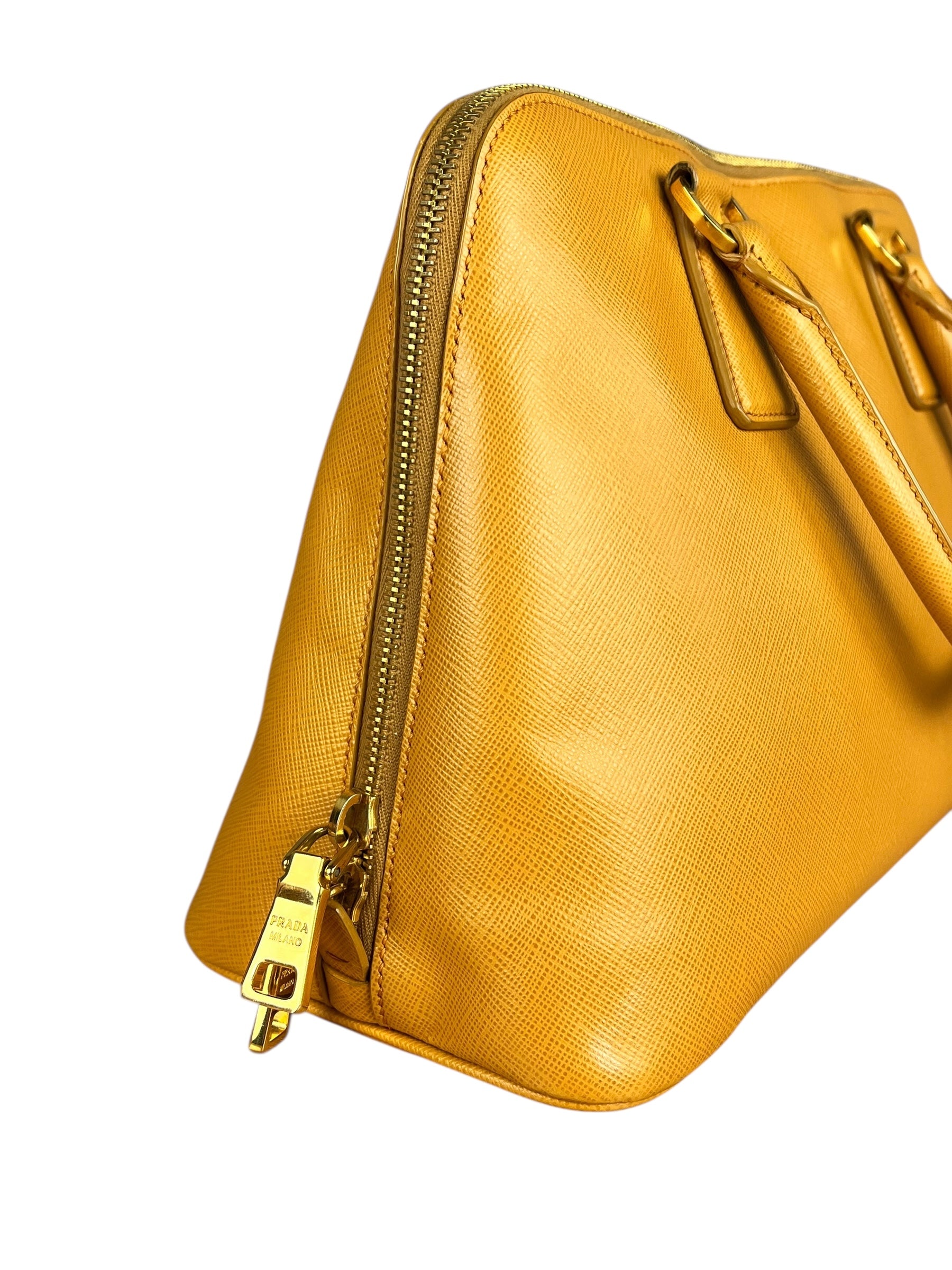 Prada Saffiano Promenade Handbag Mustard