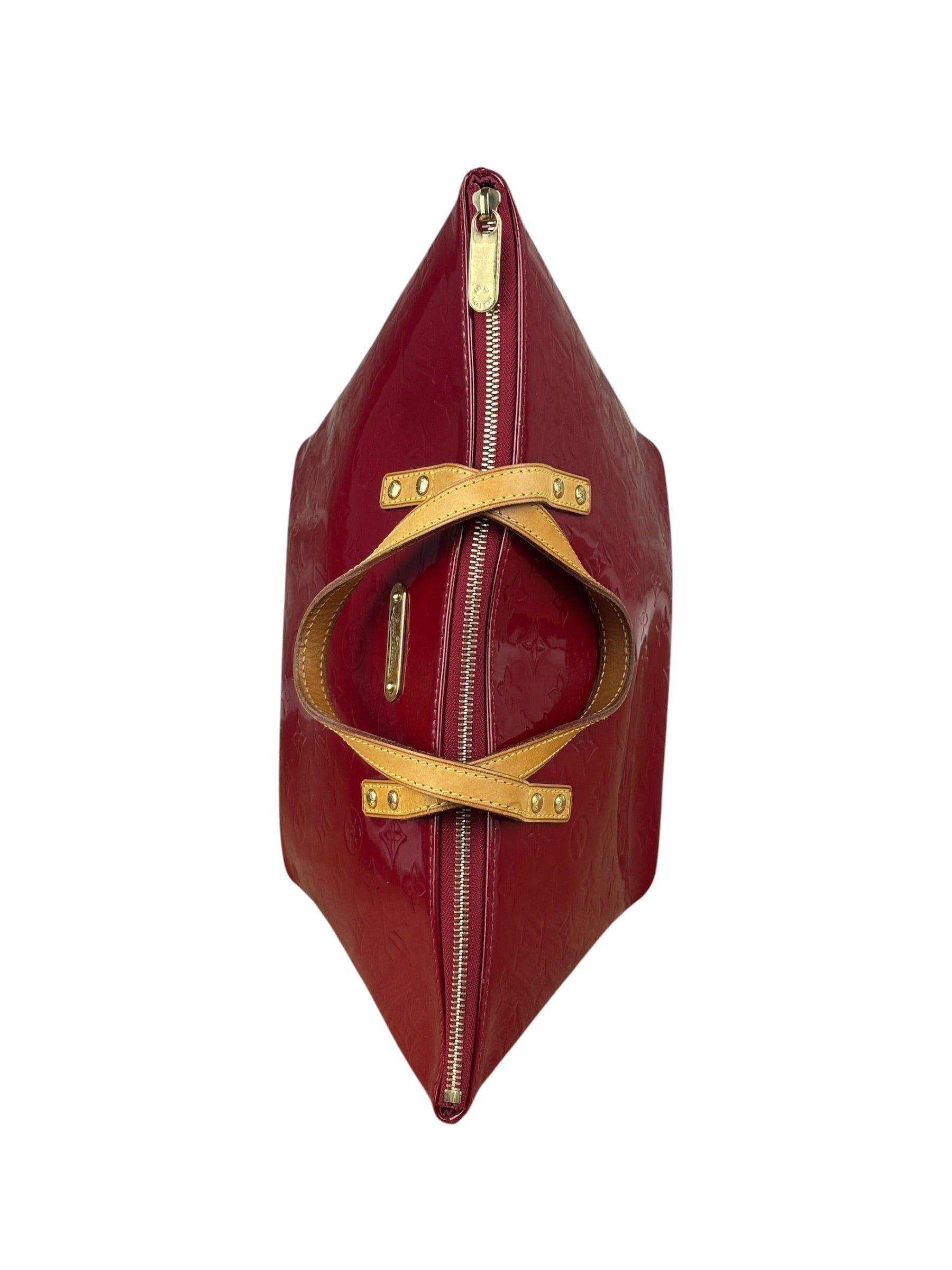 Louis Vuitton Red Leather Monogram Vernis Bellevue Handbag PM
