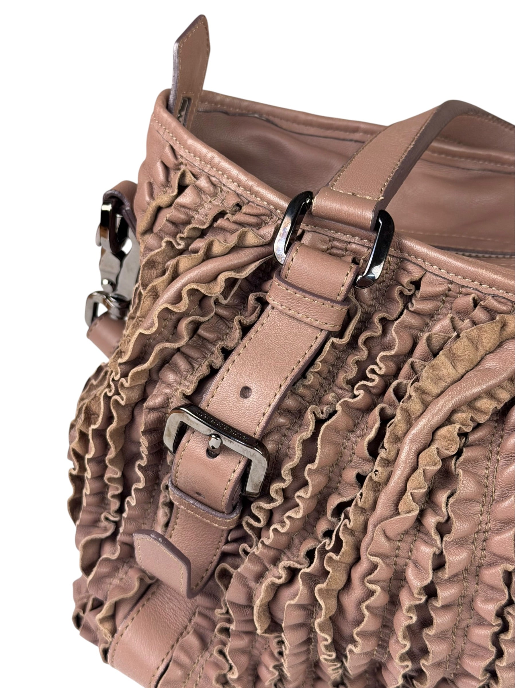 Burberry Purple Leather Ruffled Lowery Bag