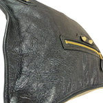 Balenciaga Black Lambskin Motocross Giant 12 Zip Around Flap Clutch