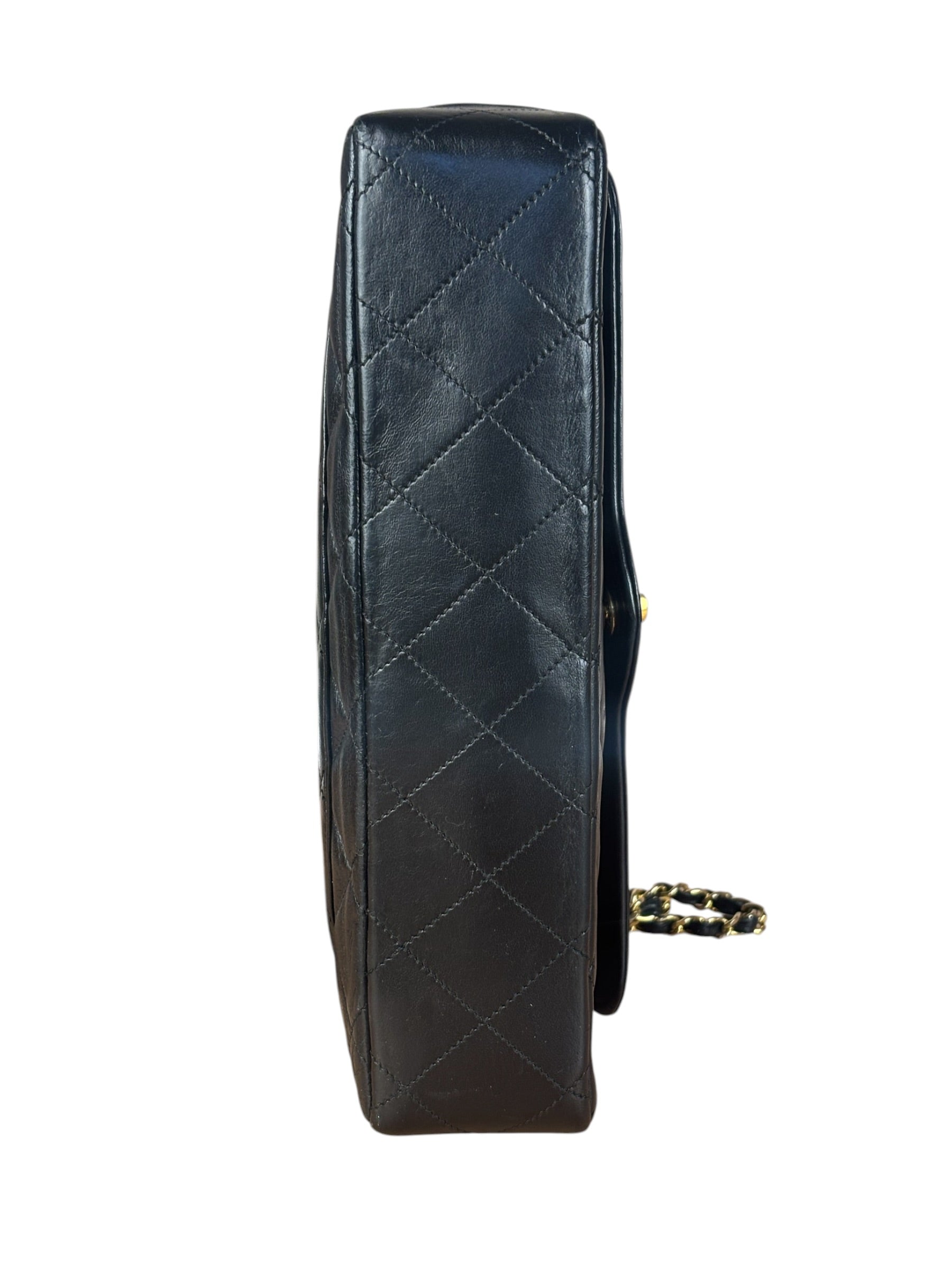 Chanel Black Quilted Two-Toned CC Double Flap Bag 90s