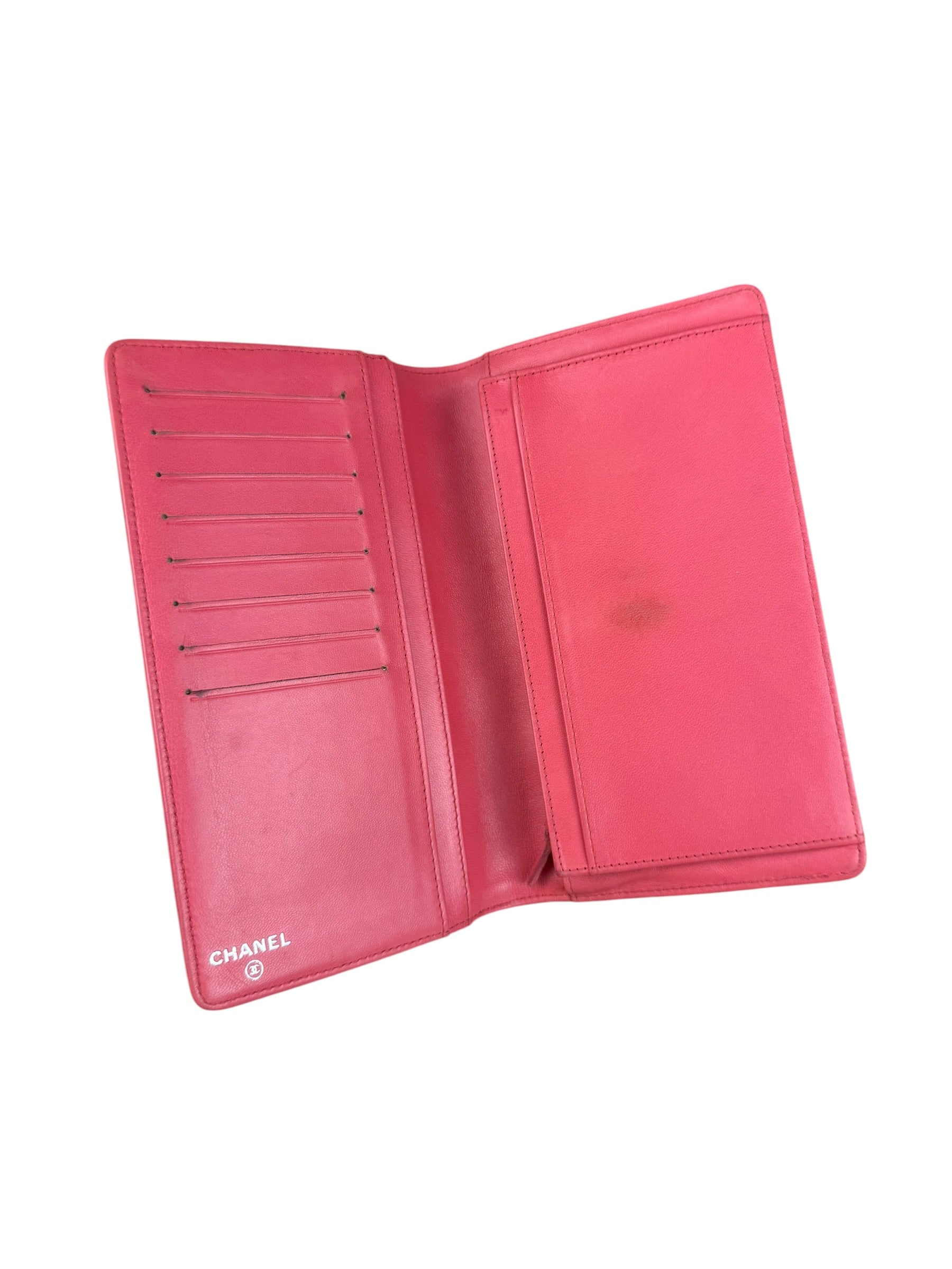 Chanel Pink Quilted Leather Lucky Symbols Long Wallet 2004