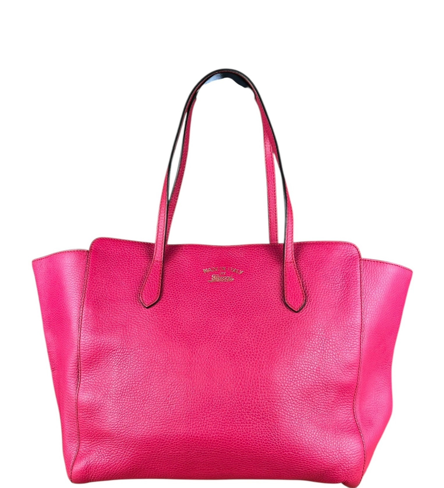 Gucci Hot Pink Pebbled Leather Swing Tote