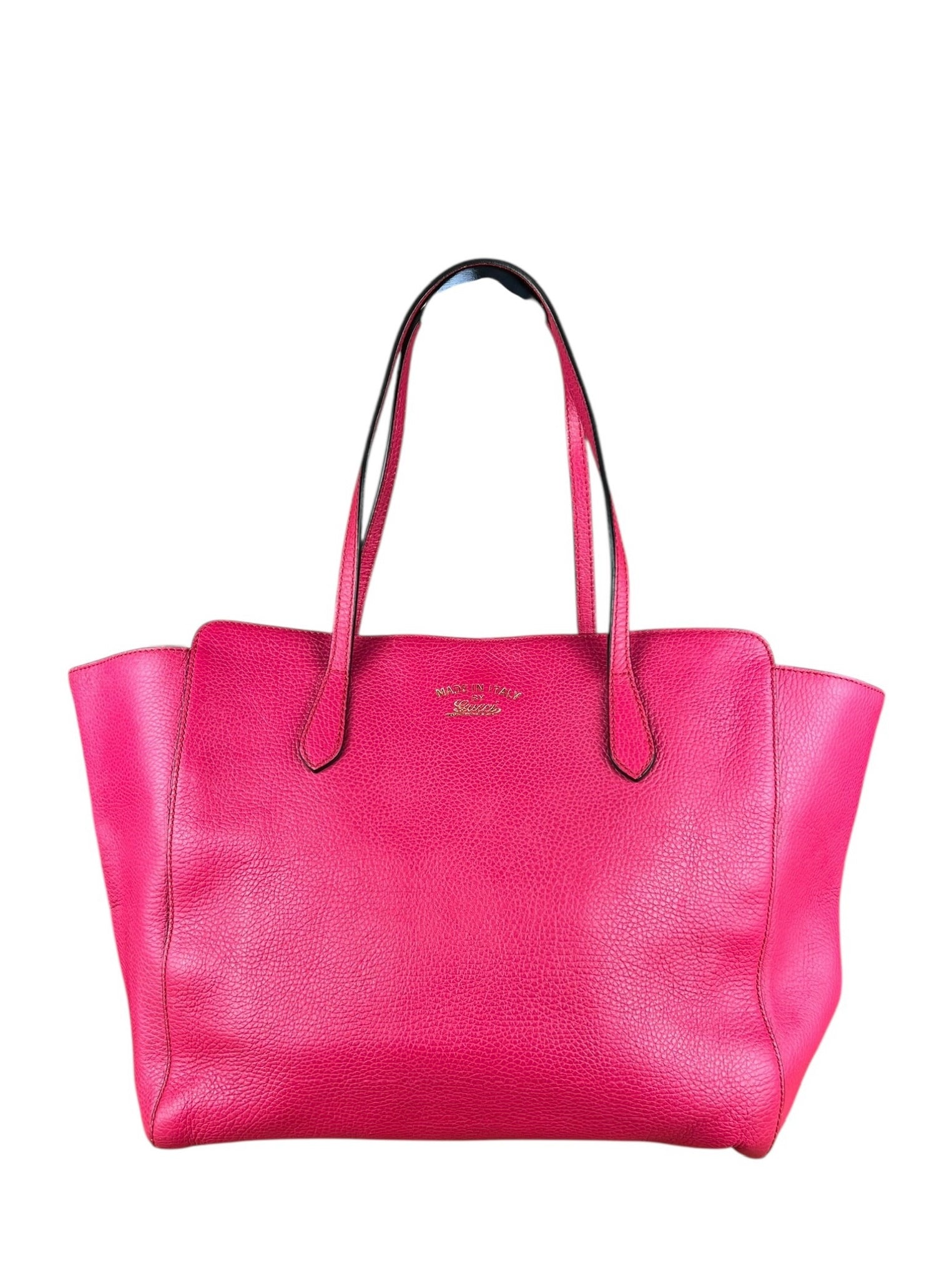 Gucci Hot Pink Pebbled Leather Swing Tote