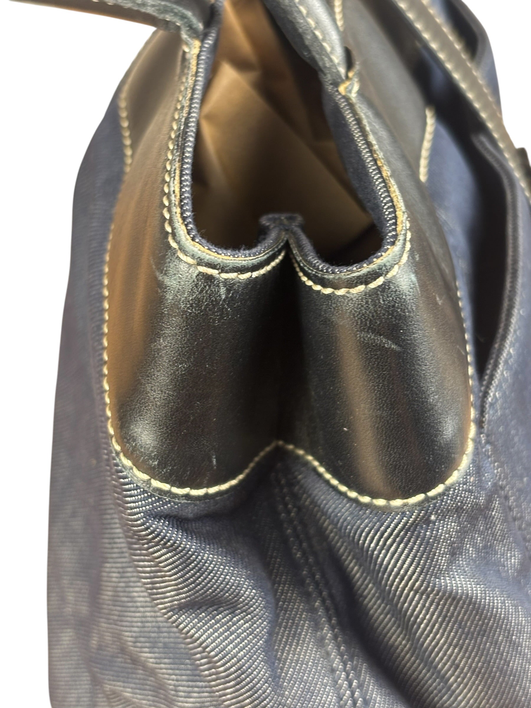 Chanel Vintage Denim/Black Leather CC Turn-Lock Tote Bag 2001