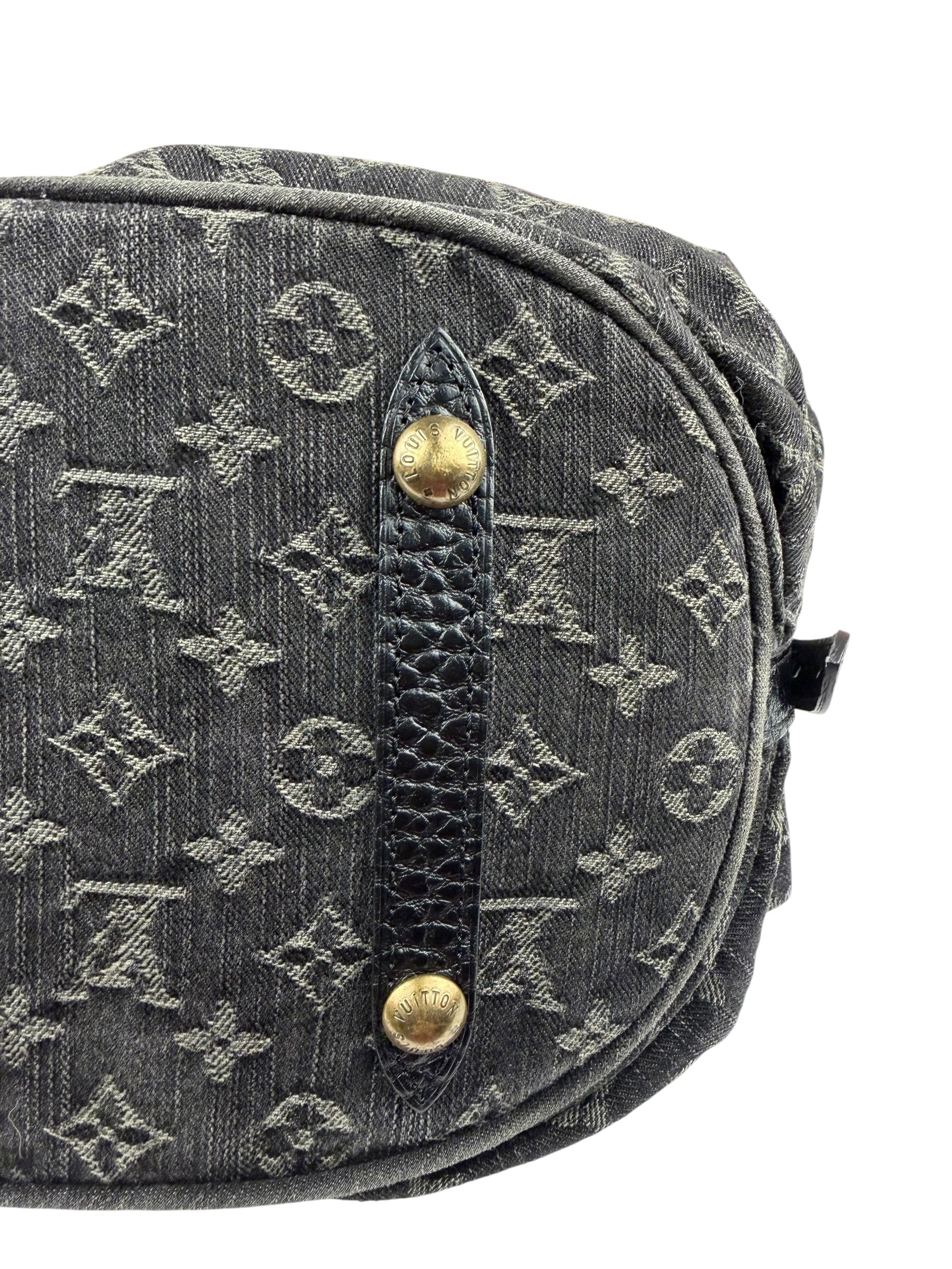 Louis Vuitton Black Denim Mahina Hobo Bag XL