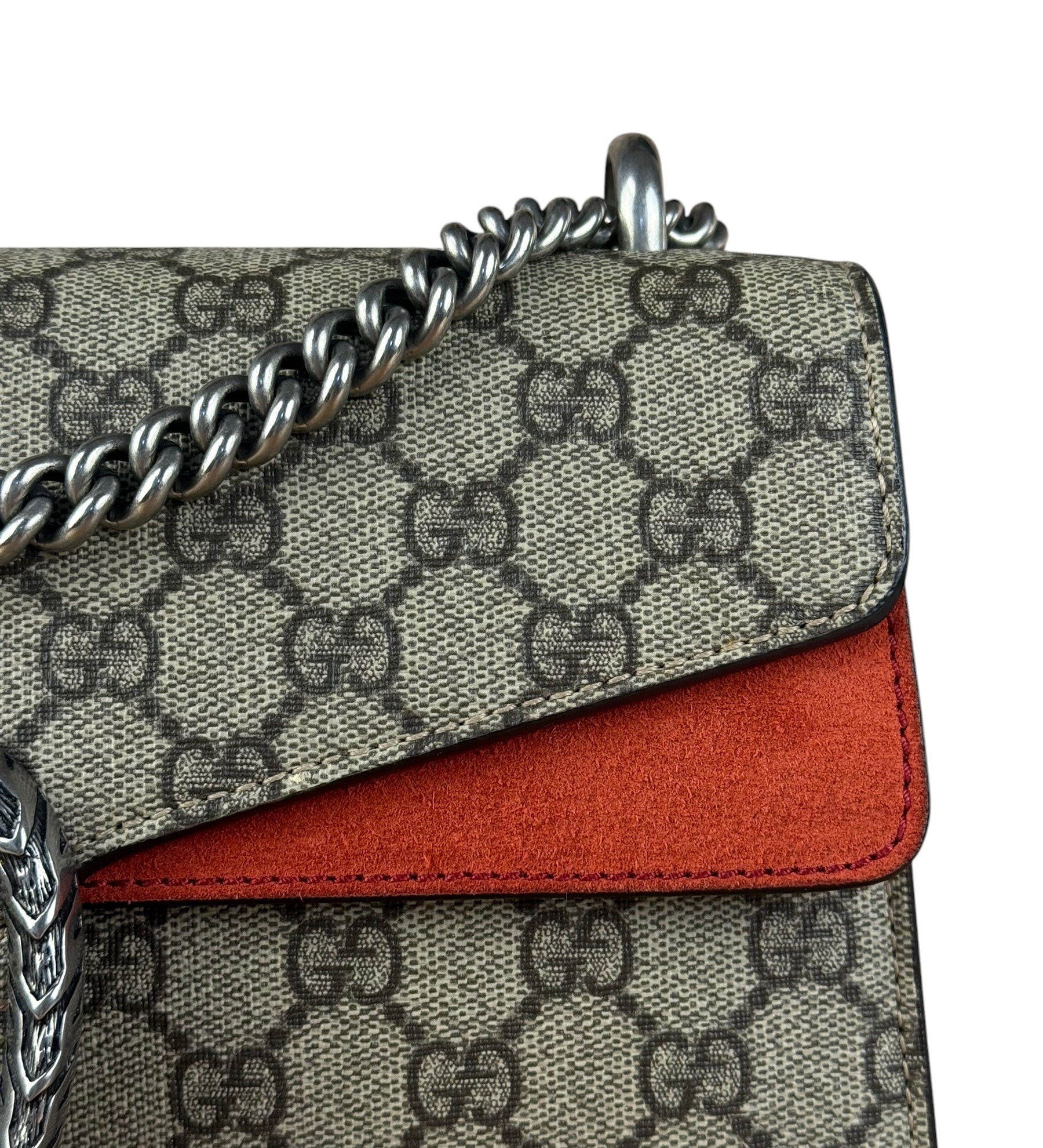Gucci Red/Beige Dionysus GG Supreme Shoulder Bag