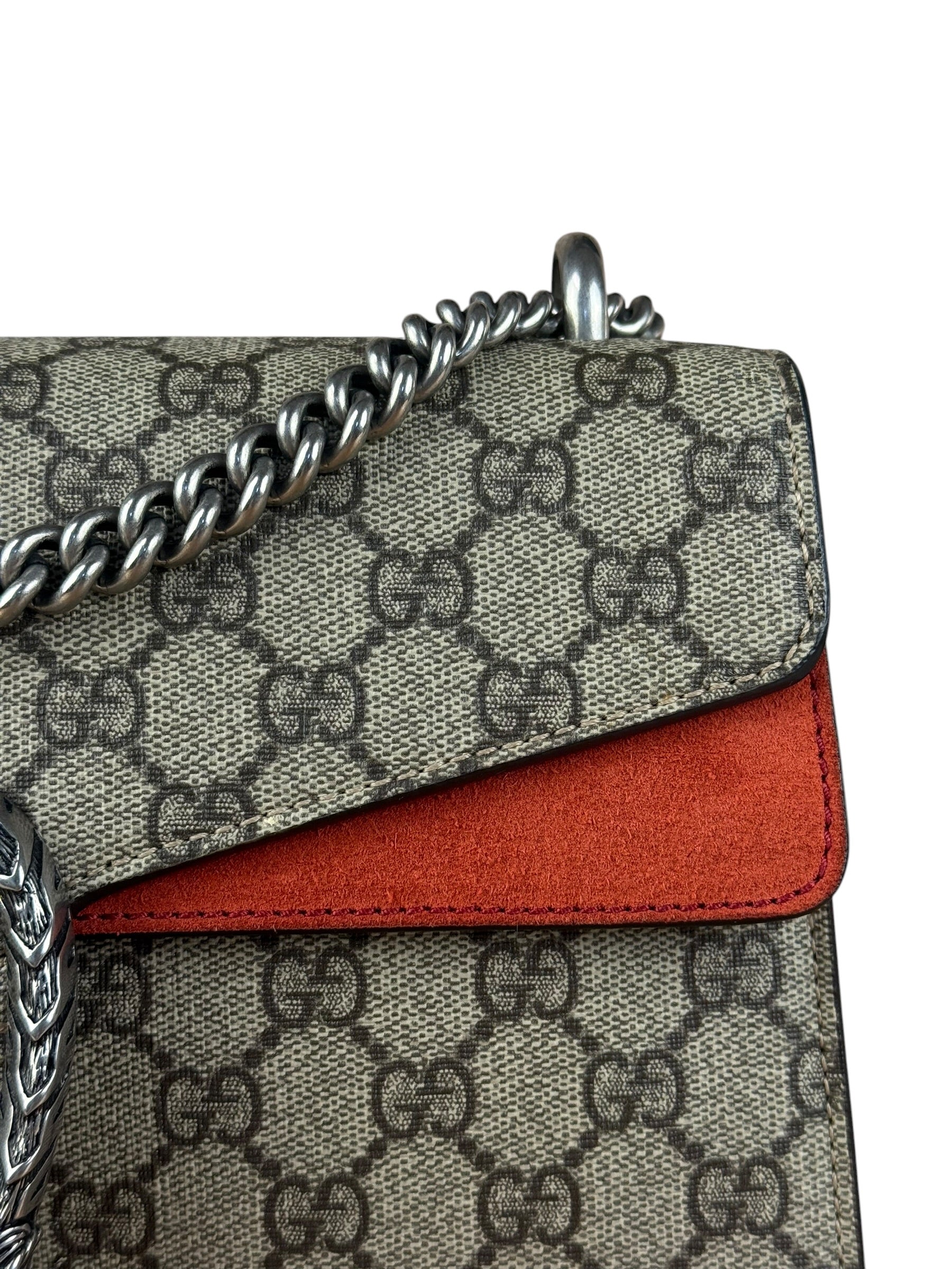 Gucci Red/Beige Dionysus GG Supreme Shoulder Bag