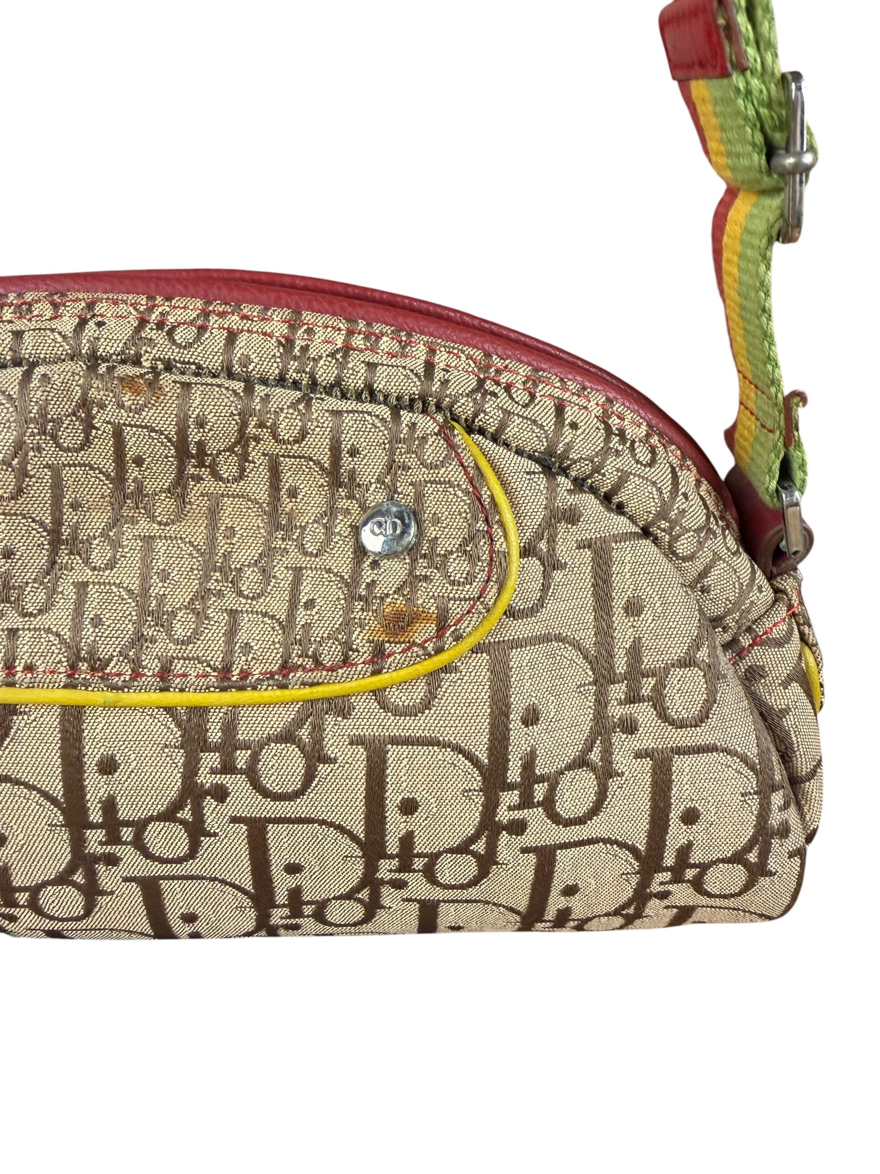 Christian Dior Vintage Trotter Canvas Rasta Crossbody Bag