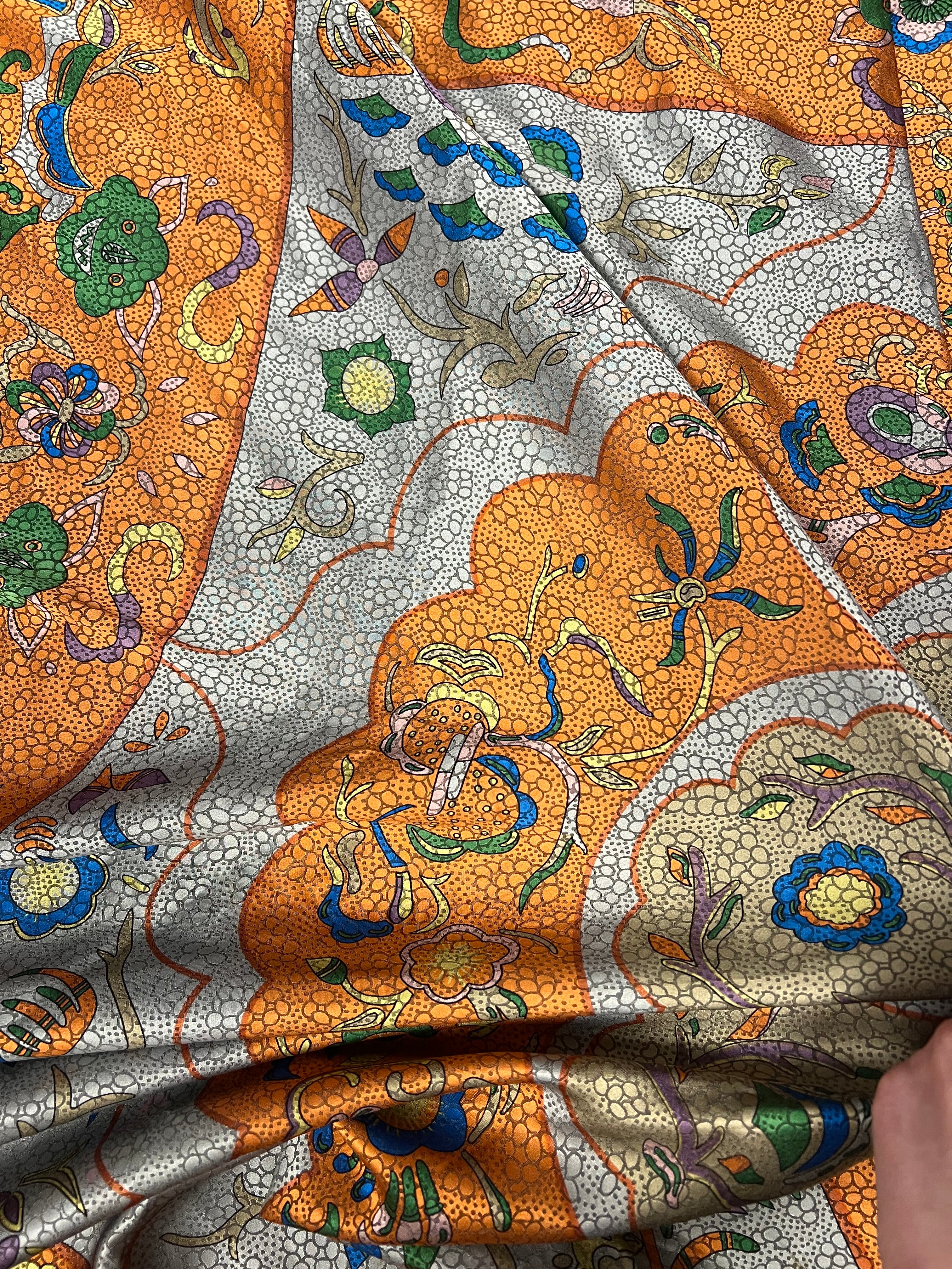 Fendi Silk Multicolor Textured Abstract Scarf