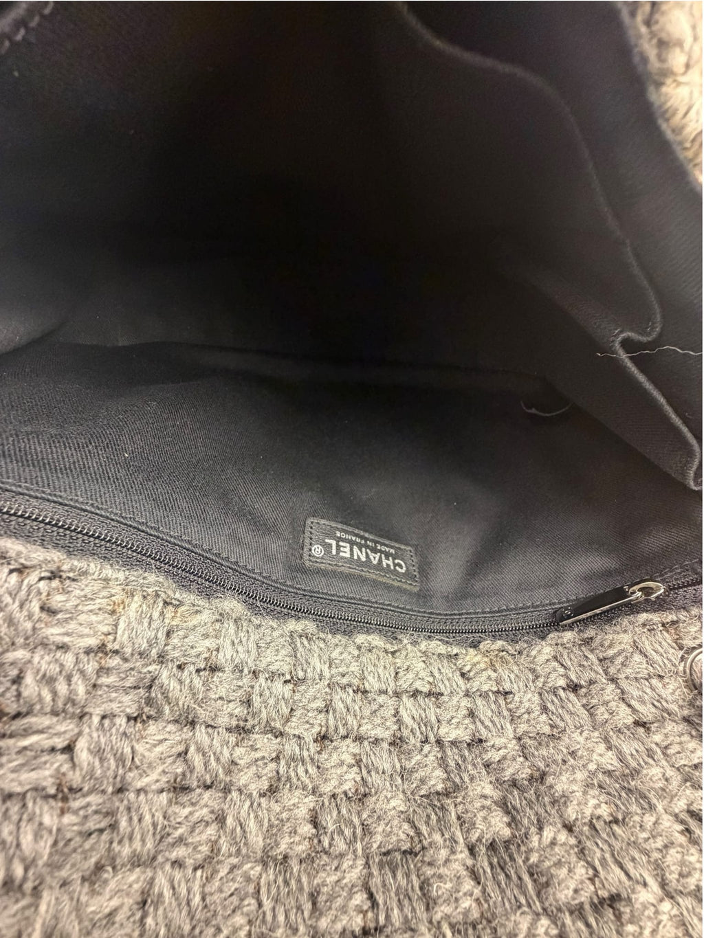 Chanel Grey Wool Tweed Flap Bag 2011