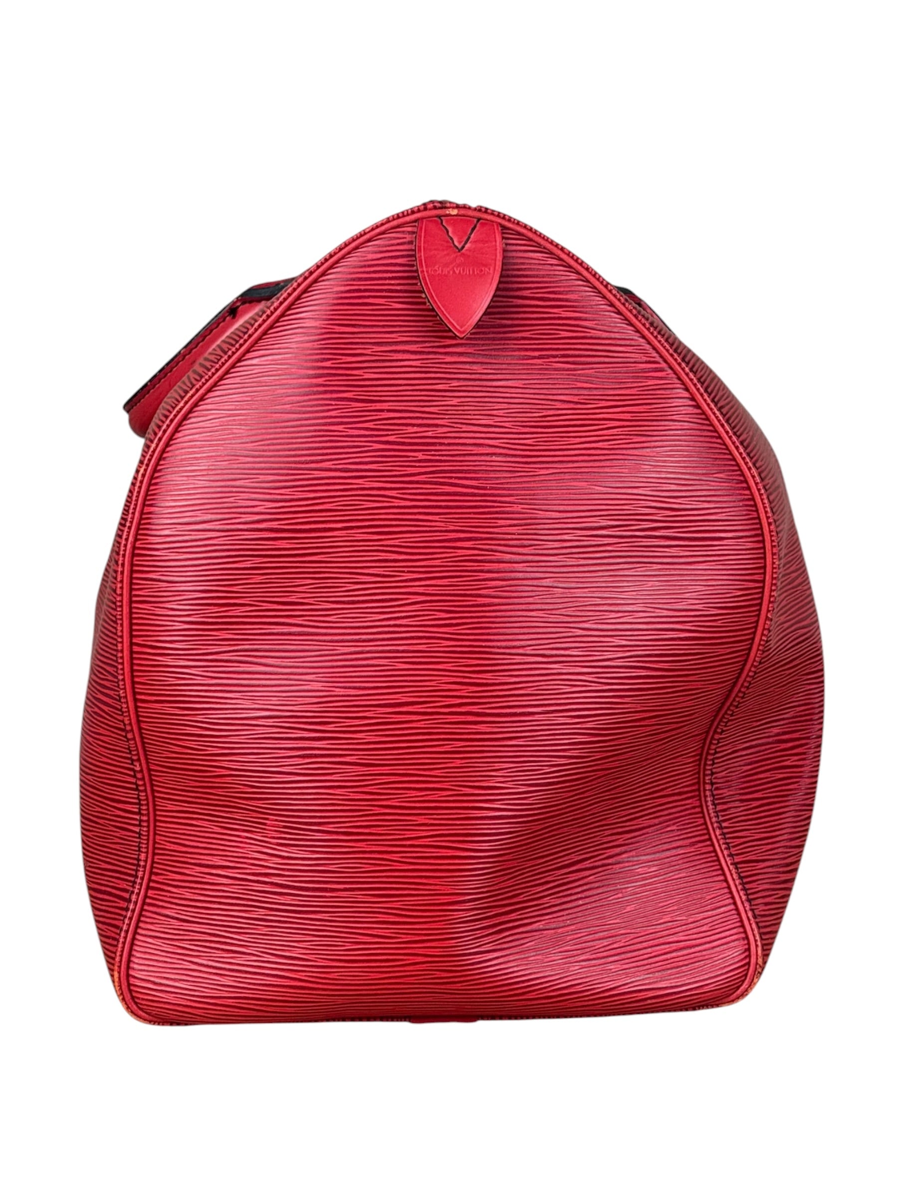Louis Vuitton Red Epi Keepall Duffel Hand Bag
