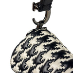 Christian Dior White/Black Leather Houndstooth Micro Saddle Bag