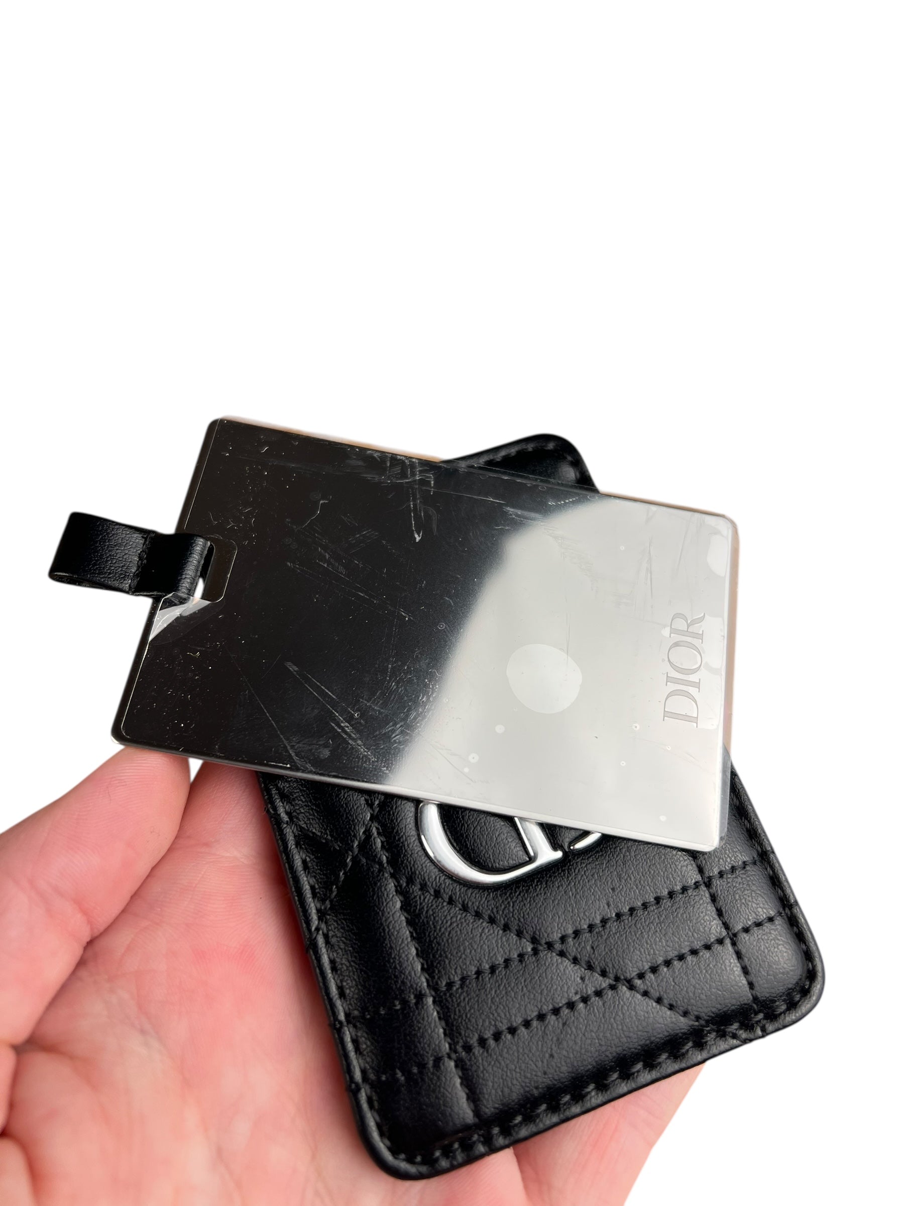 Christian Dior CD Quilted Compact Mirror w/ Holder