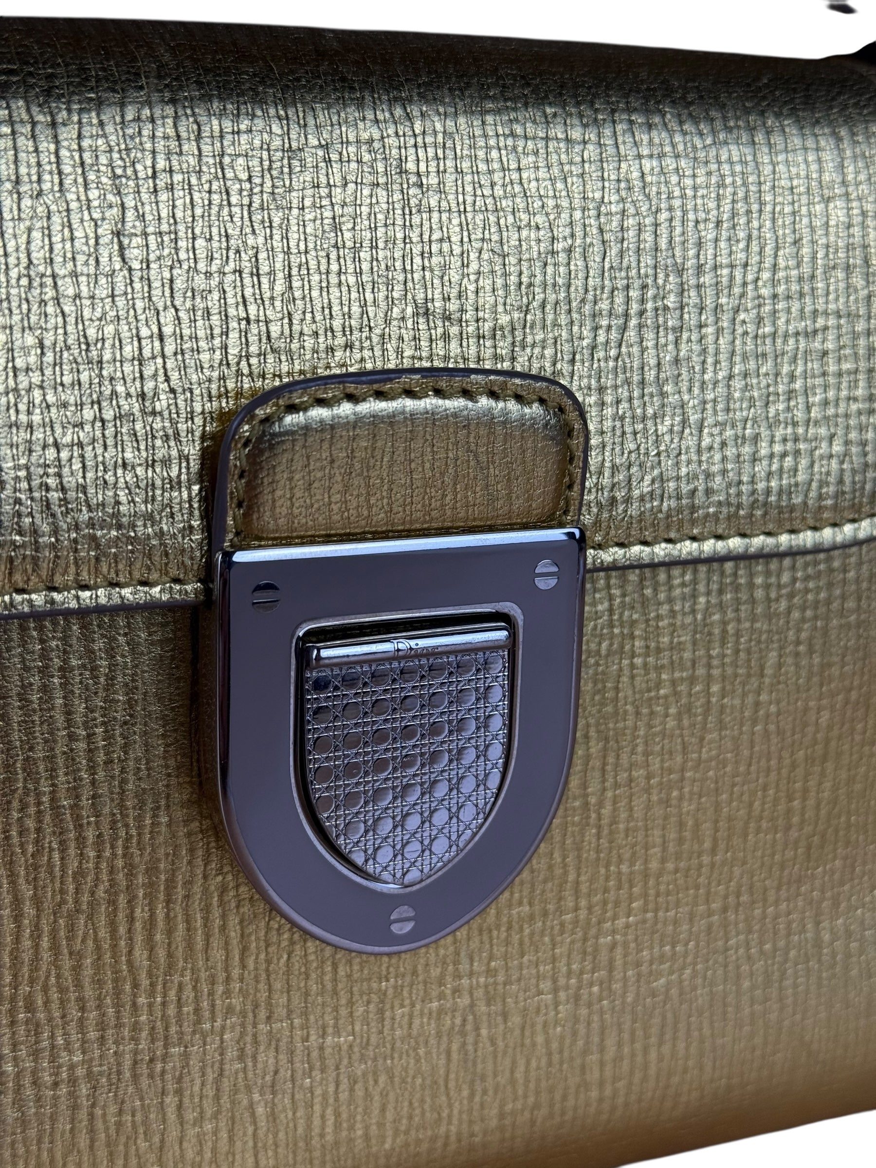 Christian Dior Diorever Gold Leather Clutch Bag