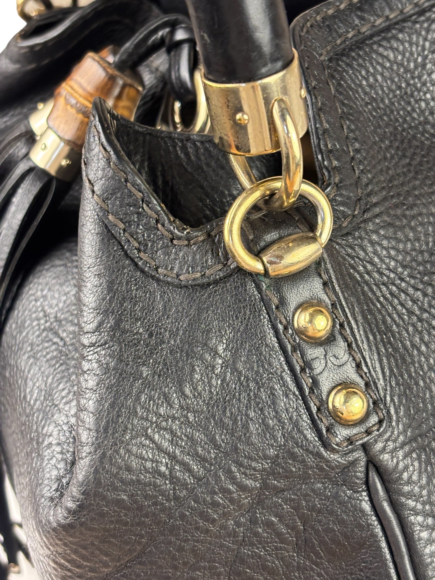 Gucci Black Leather Indy Hobo Bag