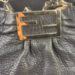 Fendi Vintage Black Leather Mia Chain Tote