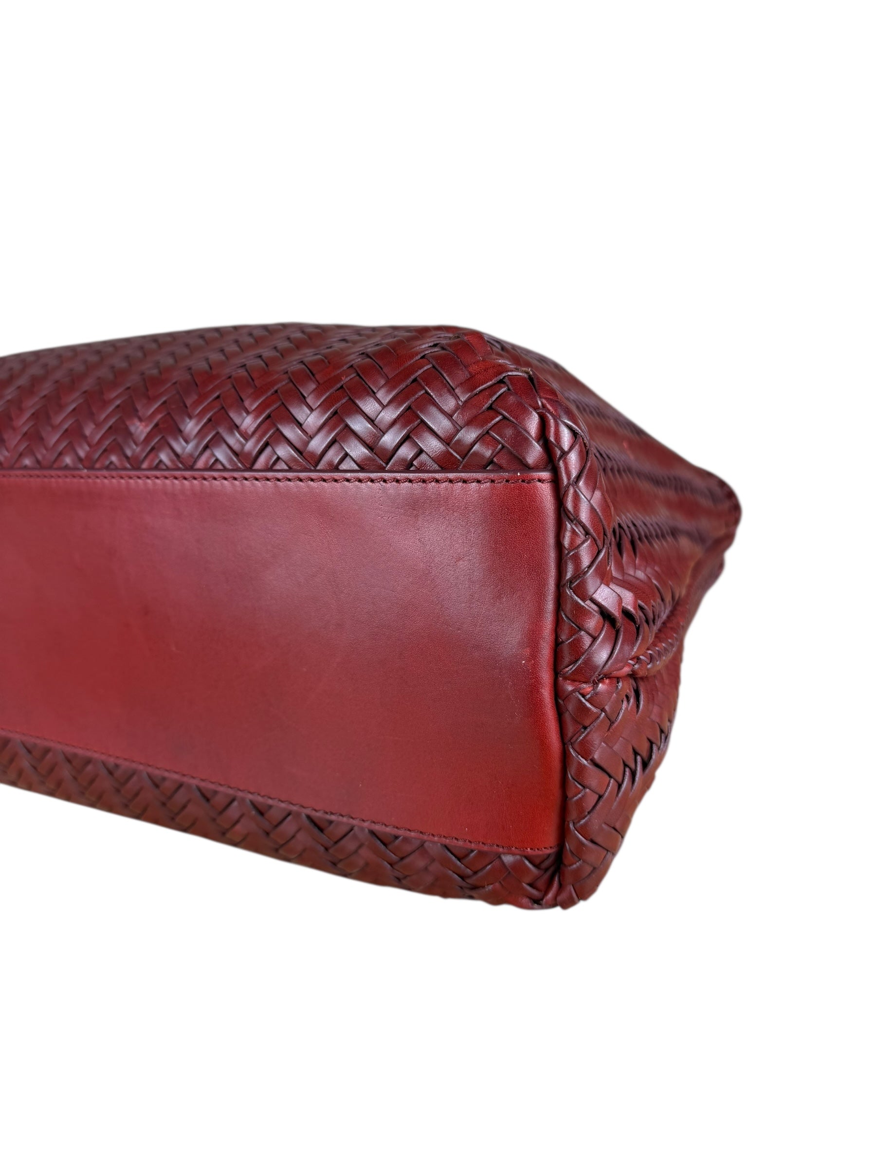 Polo Ralph Lauren Red Woven Leather Tote