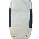 Prada Denim White Leather Trim Saffiano Handbag