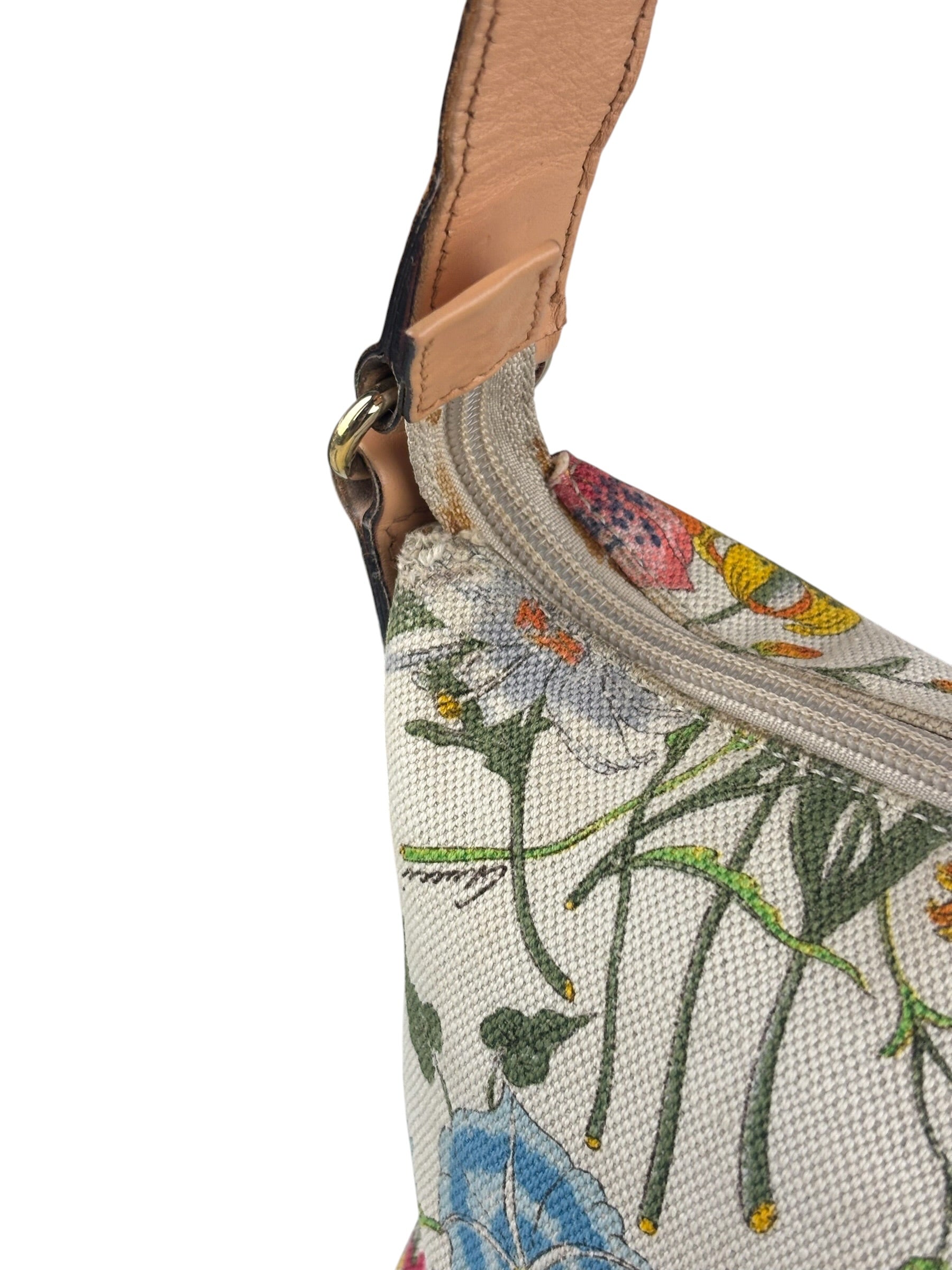 Gucci Vintage Leather/Canvas Blooms Crossbody