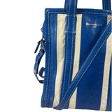 Balenciaga White/Blue Bazar Stripe Two-Way Tote Bag