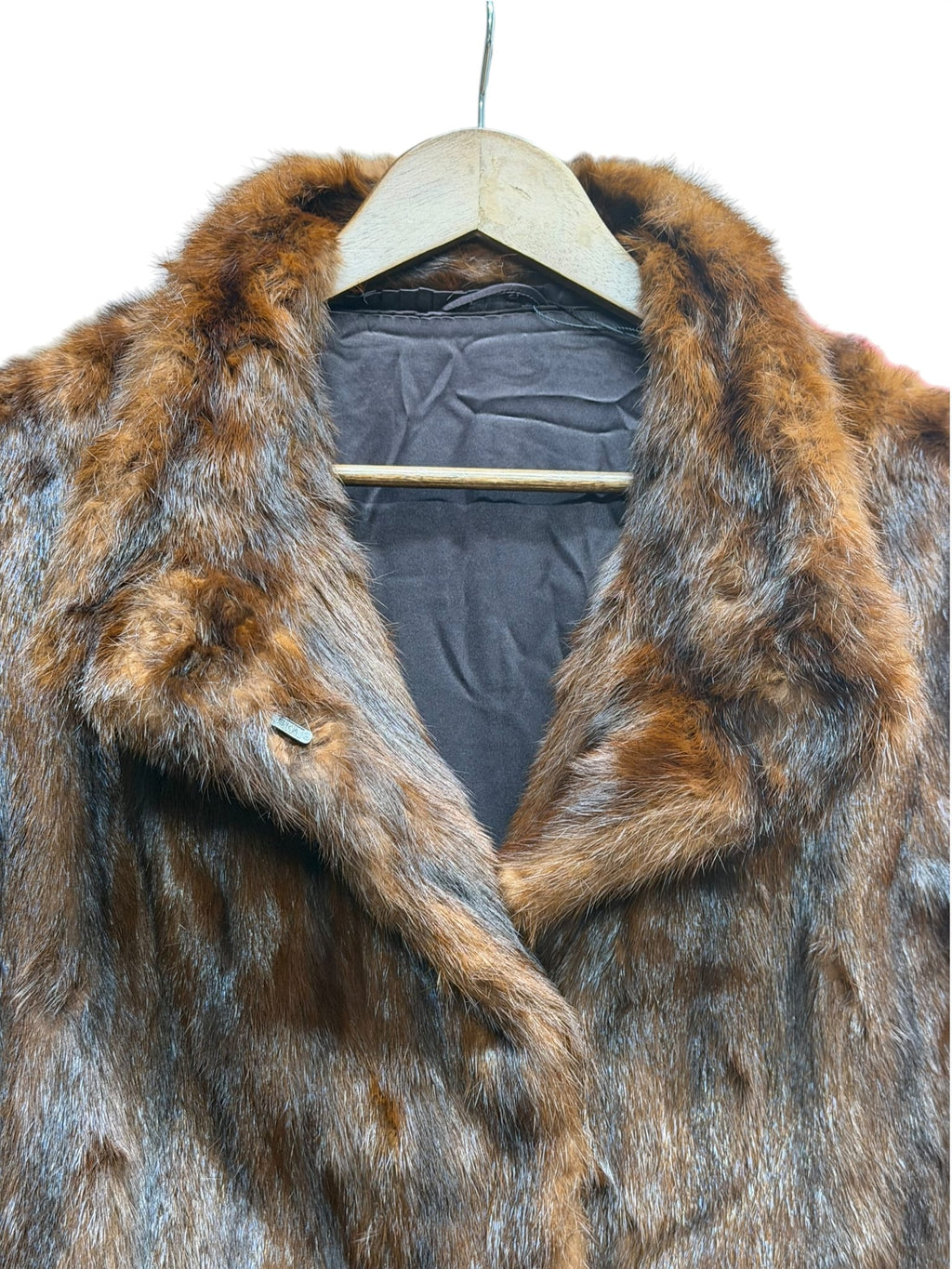 Vintage Vertically Brown Worked Mink Fur Coat