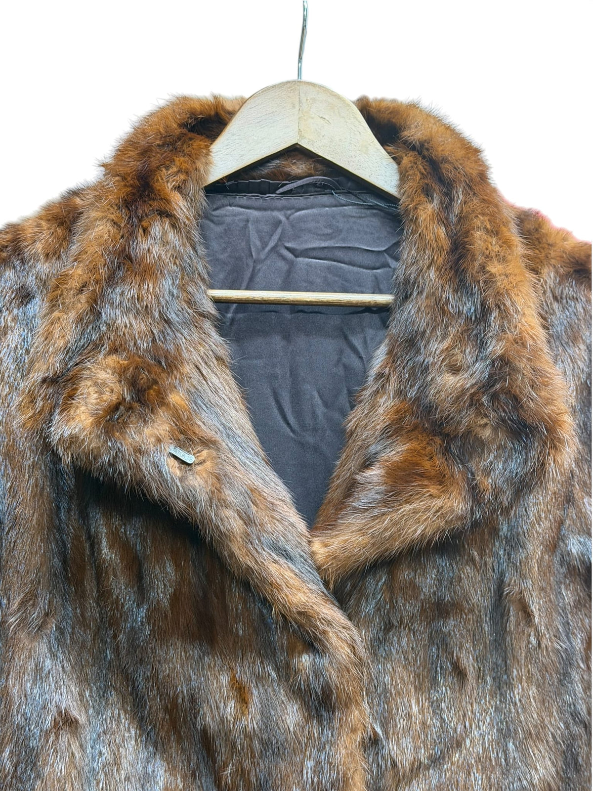 Vintage Vertically Brown Worked Mink Fur Coat