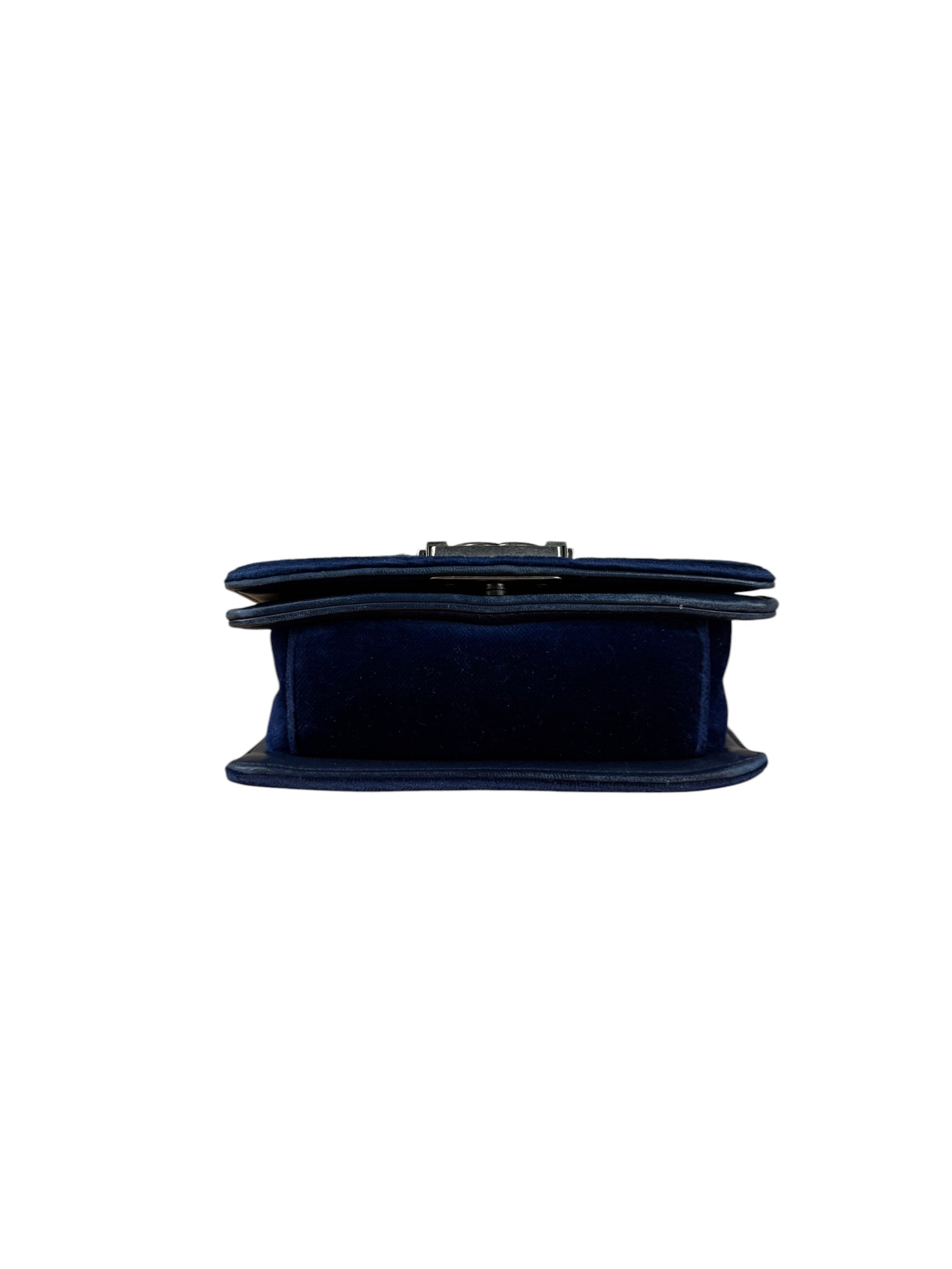 Chanel Blue Velvet Quilted Mini Boy Bag 2012