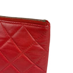 Chanel Vintage Red Leather Classics O-Case Clutch 1992