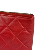 Chanel Vintage Red Leather Classics O-Case Clutch 1992