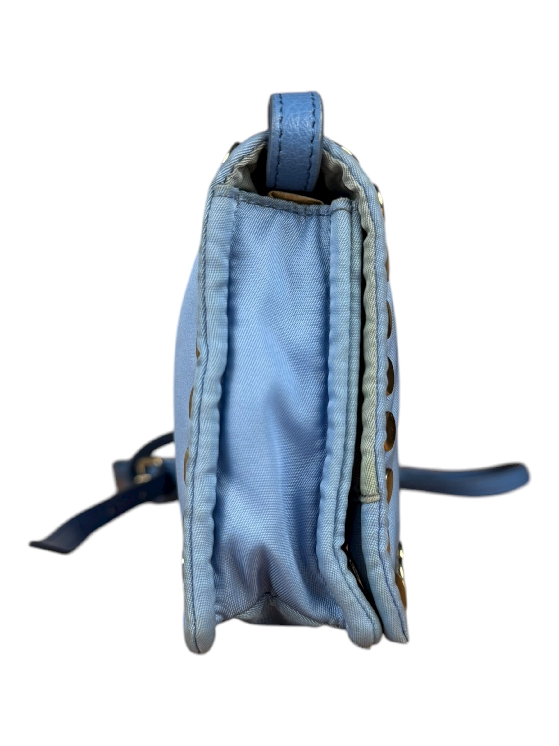 Prada Nylon Blue Studded Crossbody Bag