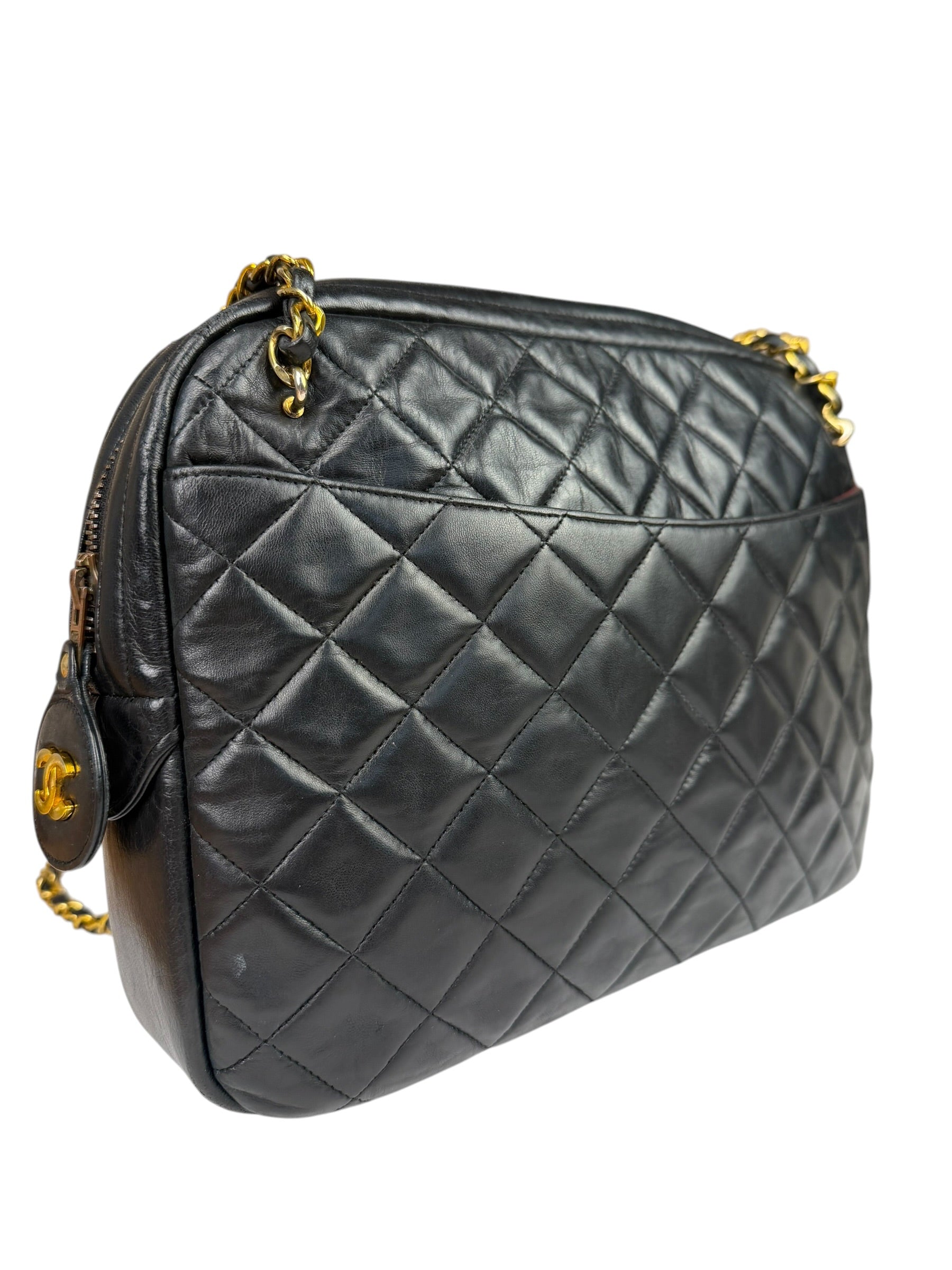 Chanel Black Quilted Lambskin Camera Bag 1989