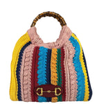 Gucci Horsebit Striped Crochet Tote Bag