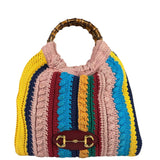 Gucci Horsebit Striped Crochet Tote Bag