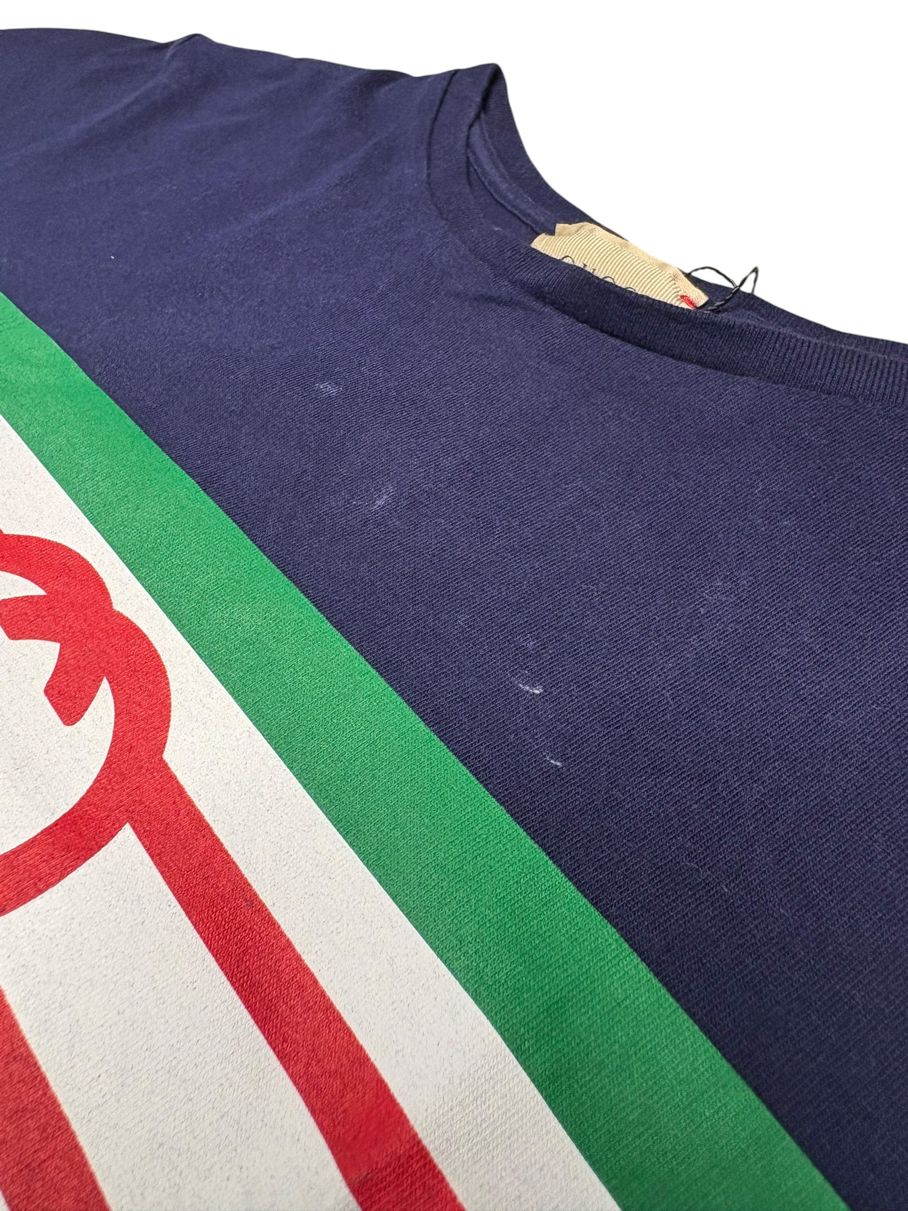 Gucci Navy Striped Logo Baby Tee