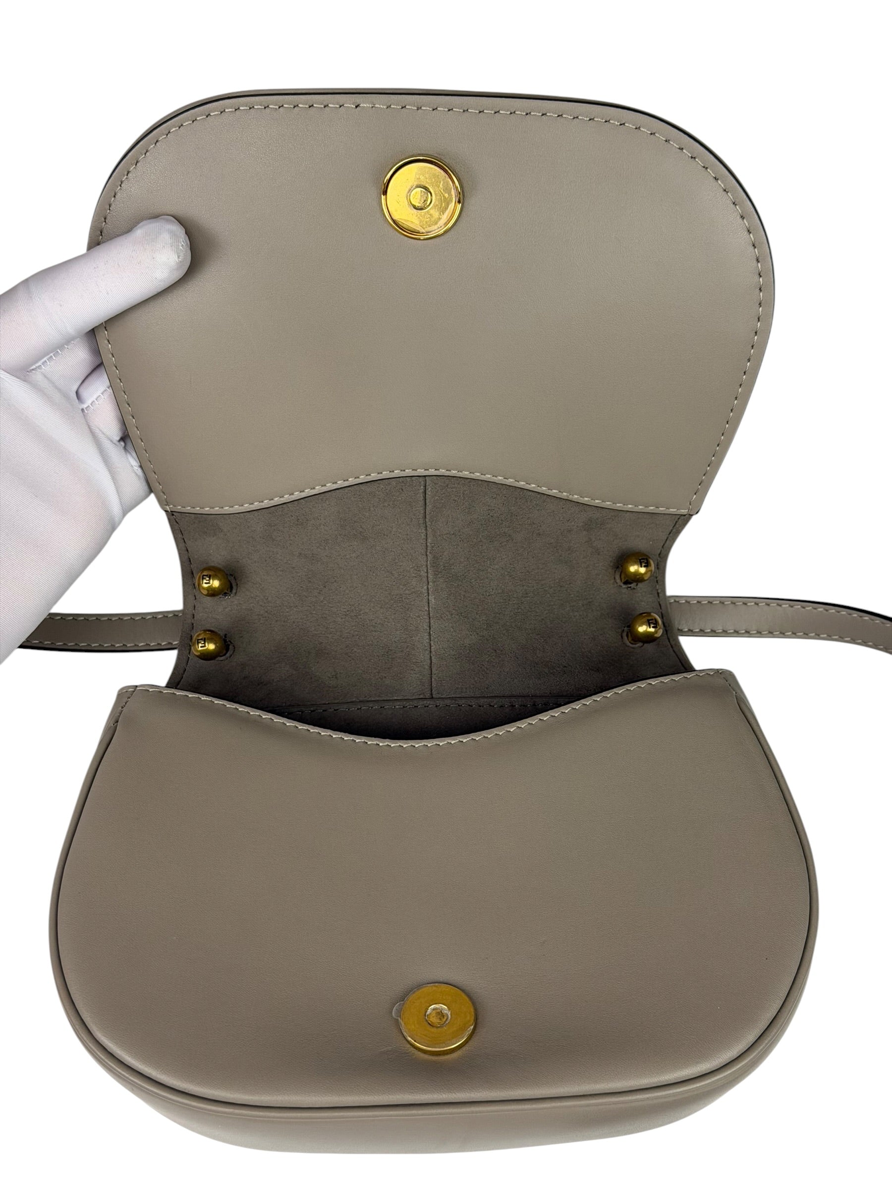 Fendi Dove Gray Leather C'mon Crossbody Bag