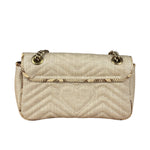 Gucci GG Beige Raffia Marmont Snakeskin Trim Flap Bag