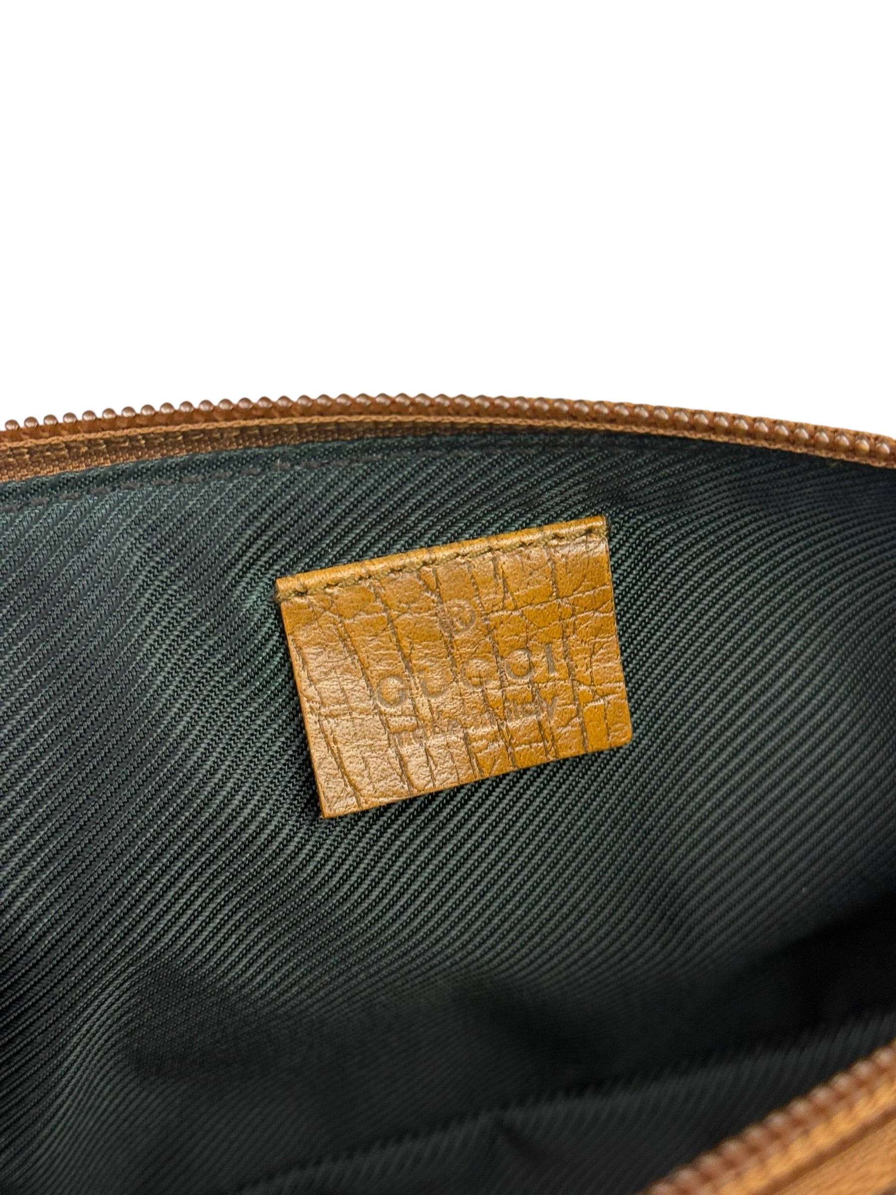Gucci Brown Leather Trim GG Boat Pochette