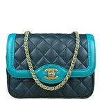 Chanel Quilted Mini Two-Tone Blue Day Flap Bag 2017