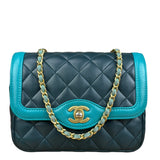 Chanel Quilted Mini Two-Tone Blue Day Flap Bag 2017