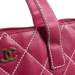 Chanel Vintage Pink Leather Wild Stitch Surpique Tote Bag
