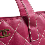 Chanel Vintage Pink Leather Wild Stitch Surpique Tote Bag