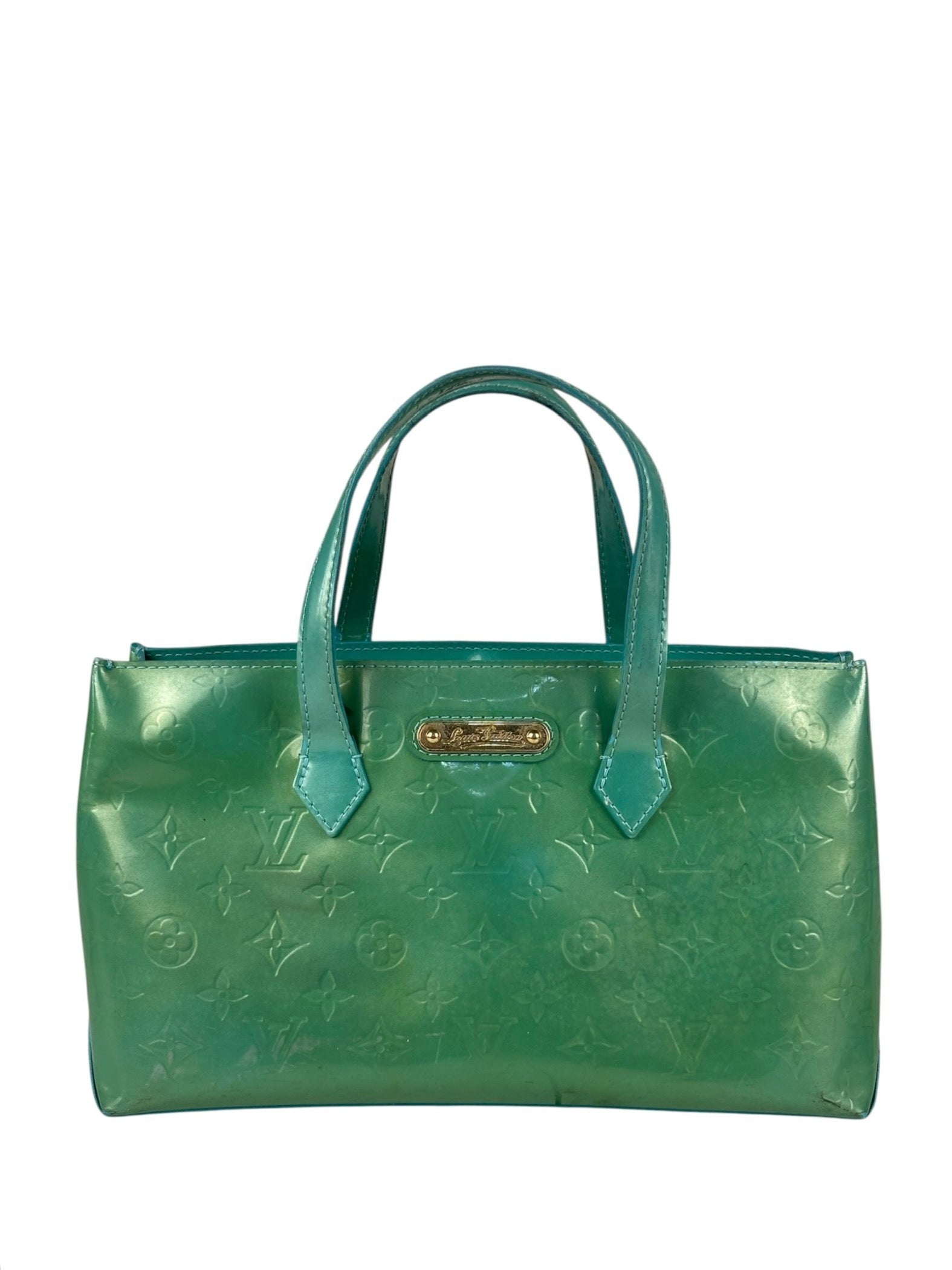 Louis Vuitton Vintage Teal Monogram Vernis Wilshire PM Tote