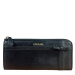 Prada Black Saffiano Leather Long Wallet