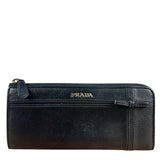 Prada Black Saffiano Leather Long Wallet