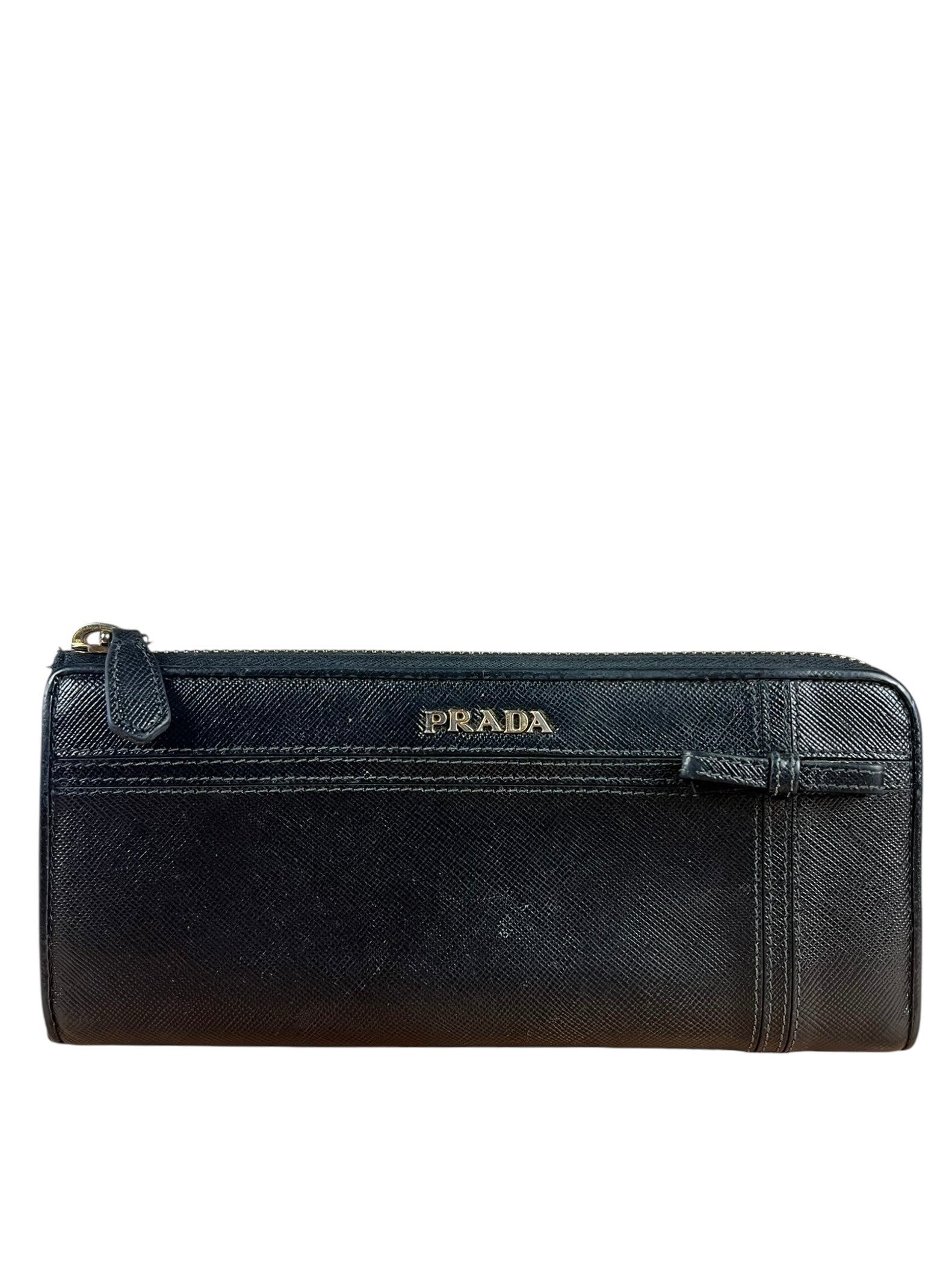 Prada Black Saffiano Leather Long Wallet
